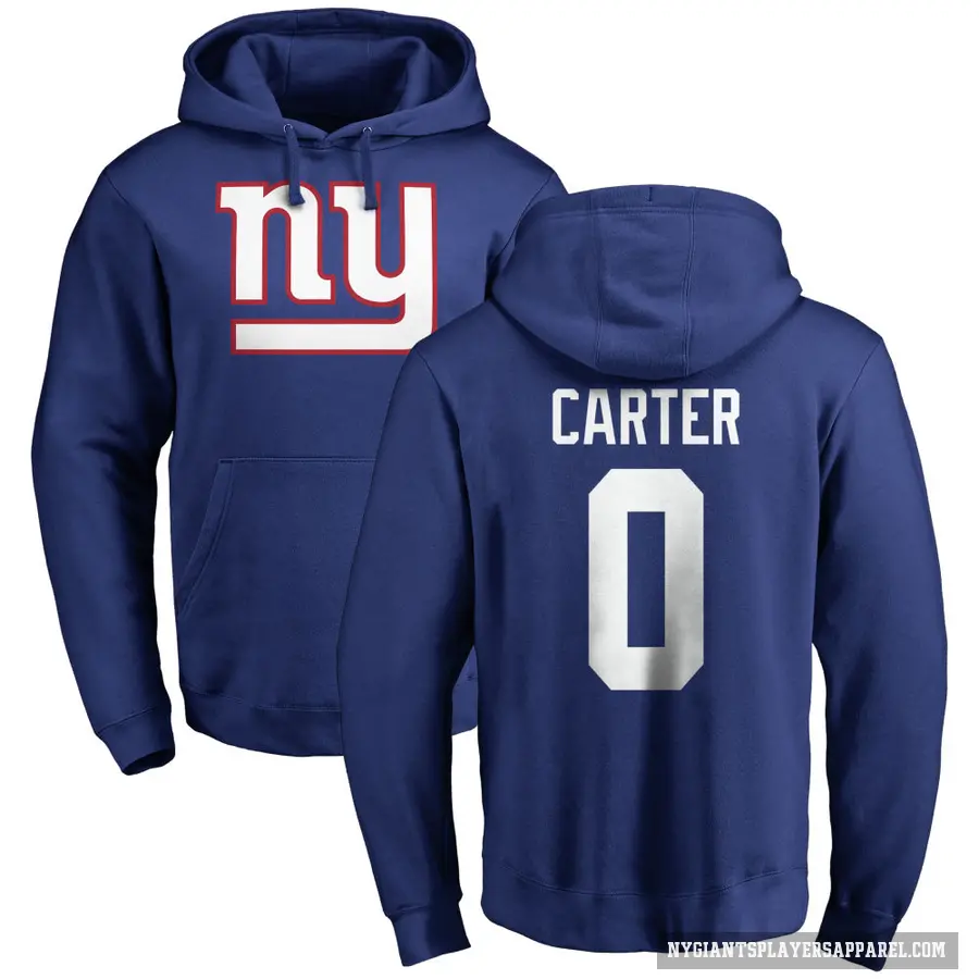 Men's ＃0 Abdul Carter New York Giants Royal Pro Line Logo Pullover Hoodie