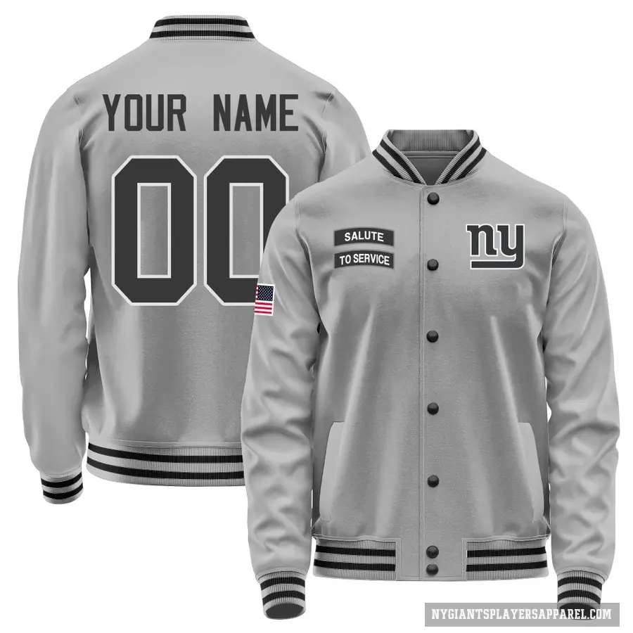 Men's ＃00 Custom New York Giants Gray Salute to Service Performance Jacket