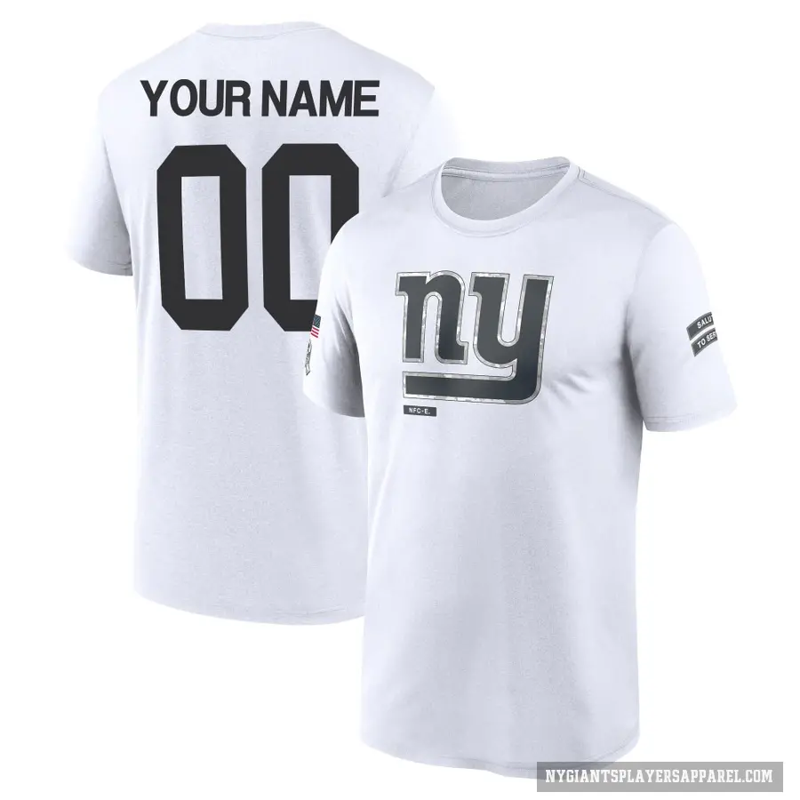 Men's ＃00 Custom New York Giants White 2024 Salute to Service Performance T-Shirt