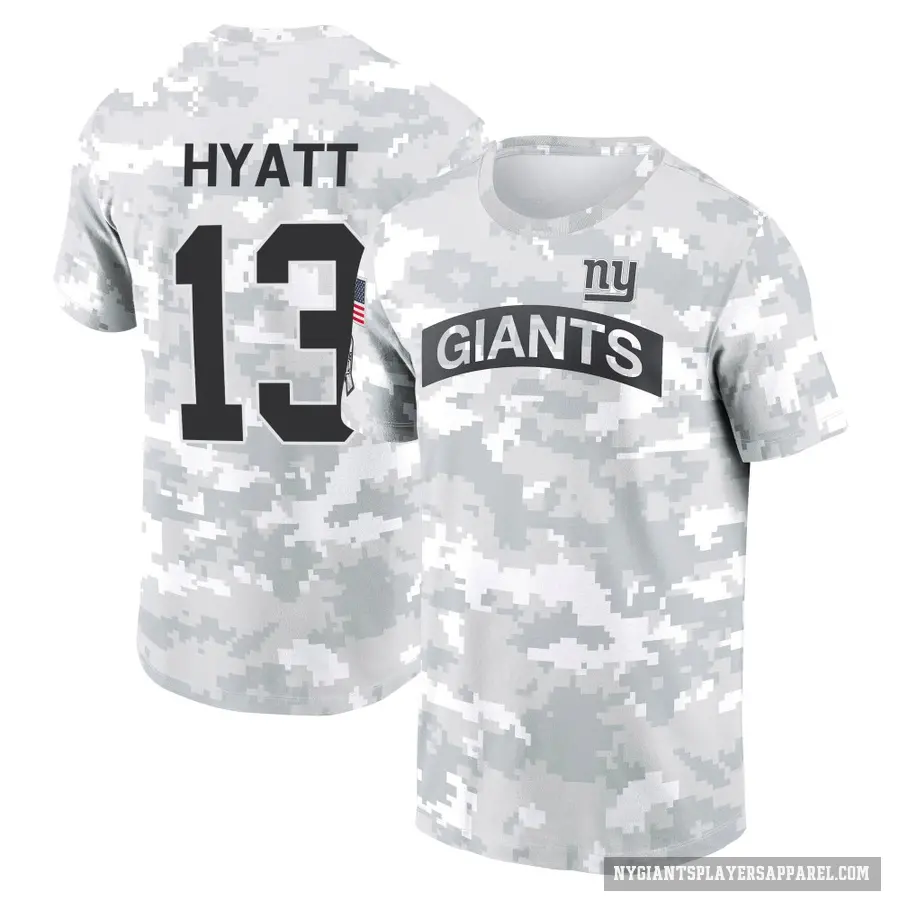 Men's ＃13 Jalin Hyatt New York Giants Camo Arctic 2024 Salute to Service Performance T-Shirt