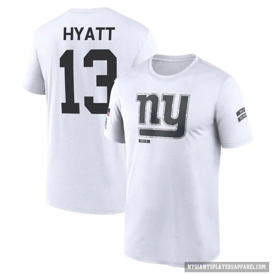 Men's ＃13 Jalin Hyatt New York Giants White 2024 Salute to Service Performance T-Shirt
