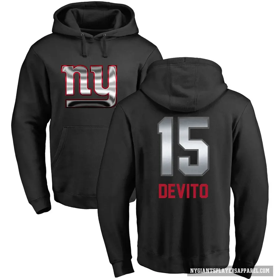 Men's ＃15 Tommy DeVito New York Giants Black Midnight Mascot Pullover Hoodie
