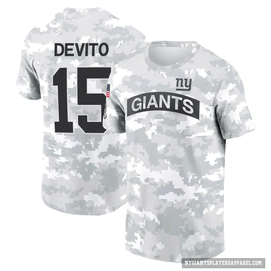 Men's ＃15 Tommy DeVito New York Giants Camo Arctic 2024 Salute to Service Performance T-Shirt