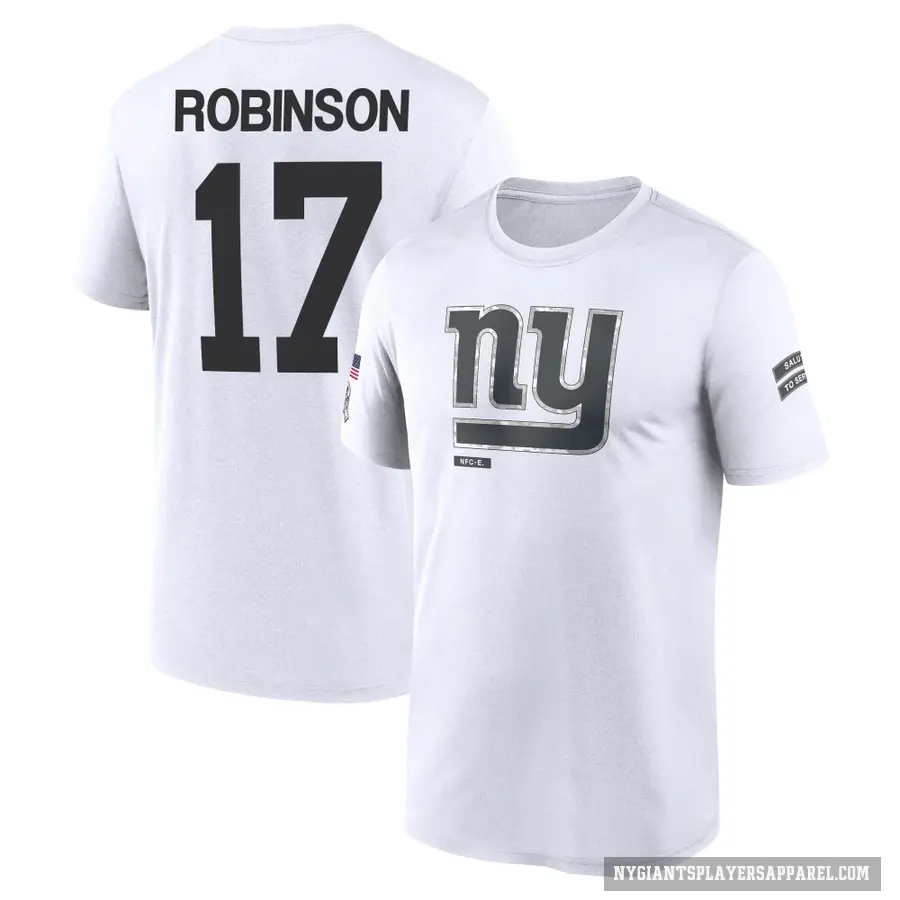 Men's ＃17 Wan'Dale Robinson New York Giants White 2024 Salute to Service Performance T-Shirt
