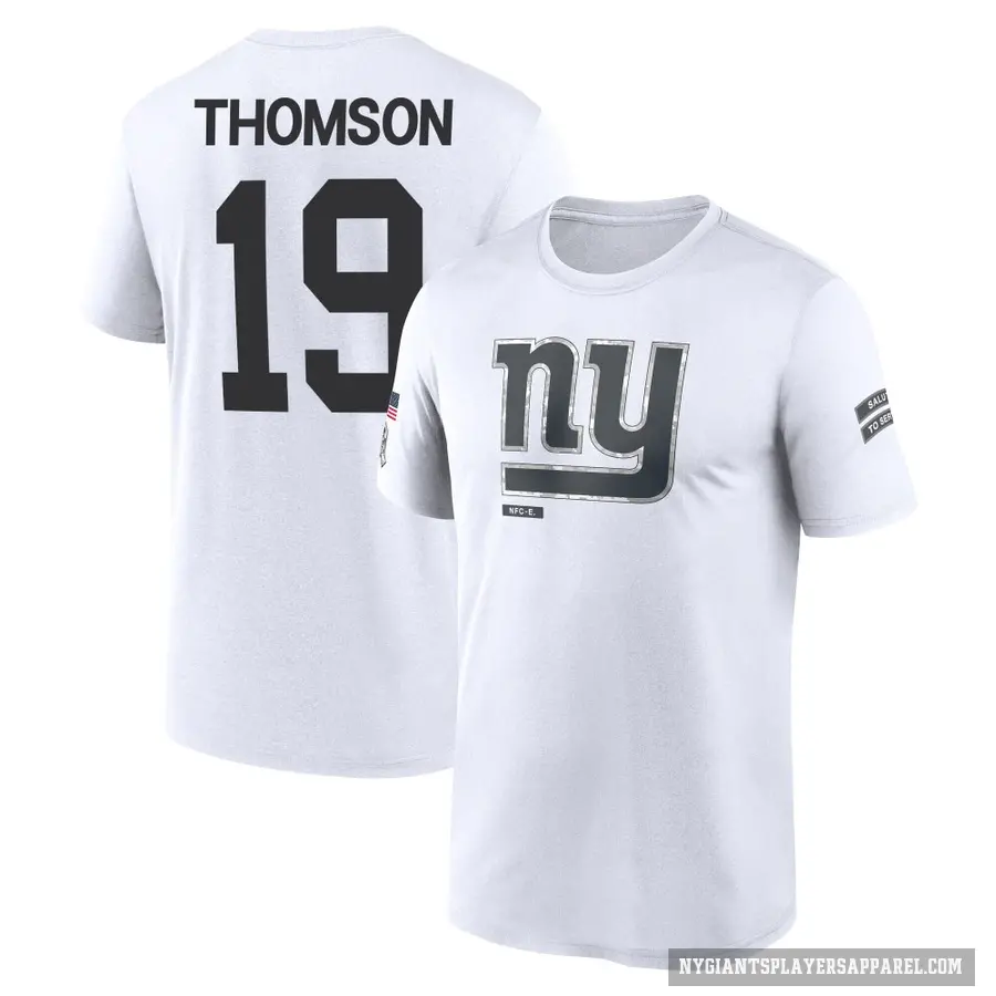 Men's ＃19 Bobby Thomson New York Giants White 2024 Salute to Service Performance T-Shirt