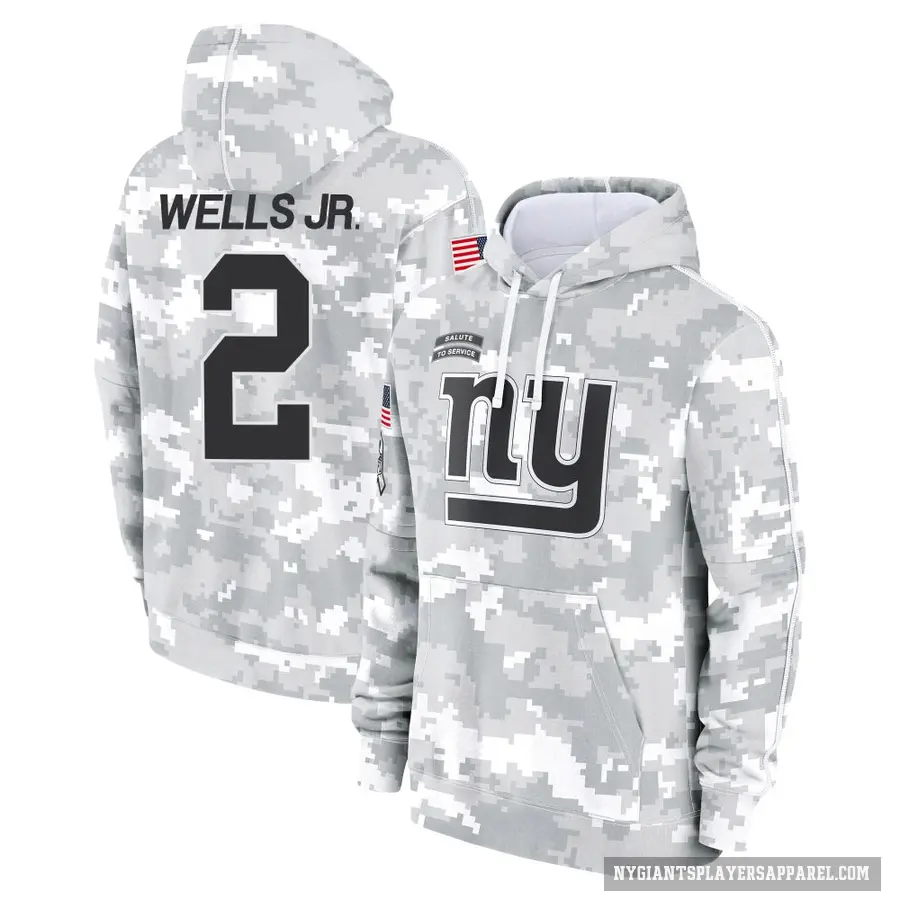 Men's ＃2 Antwane Wells Jr. New York Giants Arctic Camo 2024 Salute to Service Club Fleece Pullover Hoodie