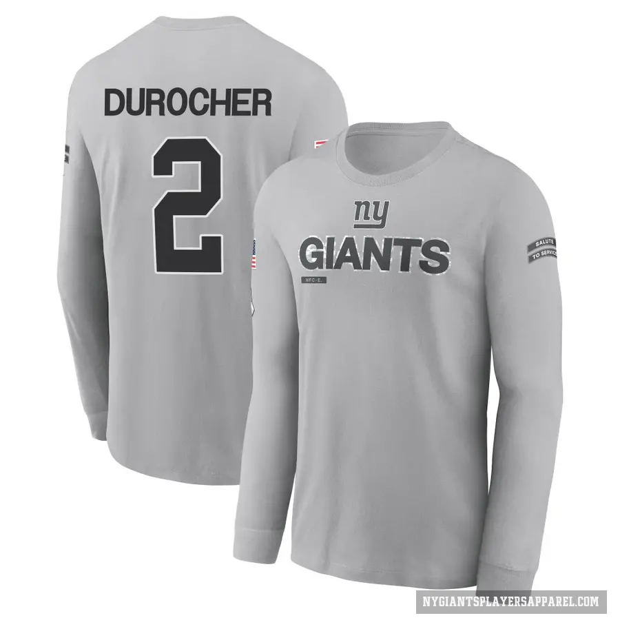 Men's ＃2 Leo Durocher New York Giants Gray 2024 Salute to Service Long Sleeve T-Shirt