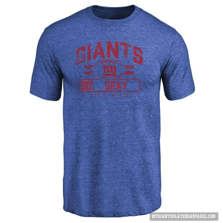 Men's ＃20 Eric Gray New York Giants Gray Flanker T-Shirt Royal