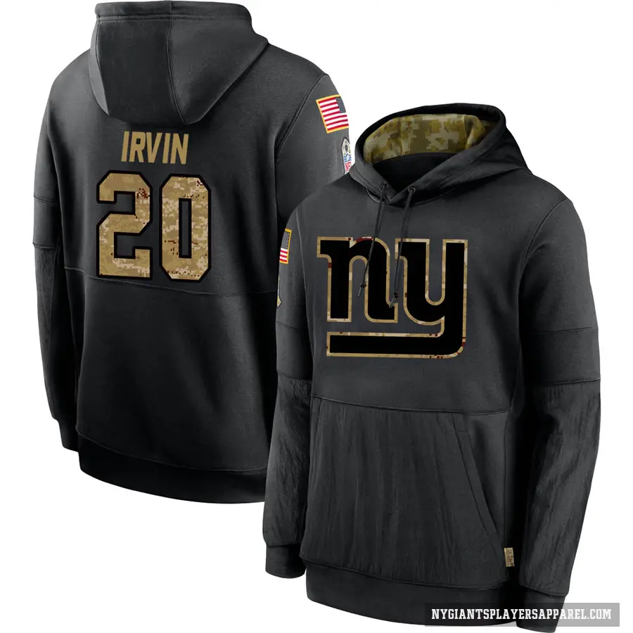 Men's ＃20 Monte Irvin New York Giants Black 2020 Salute to Service Sideline Performance Pullover Hoodie