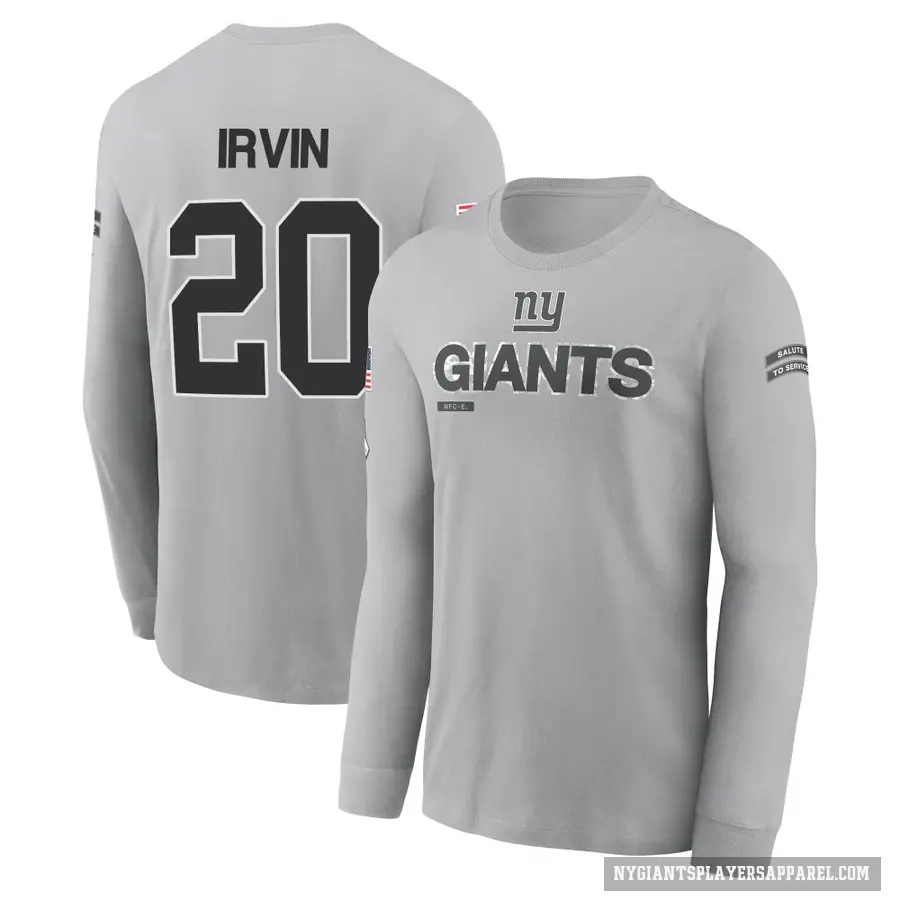 Men's ＃20 Monte Irvin New York Giants Gray 2024 Salute to Service Long Sleeve T-Shirt