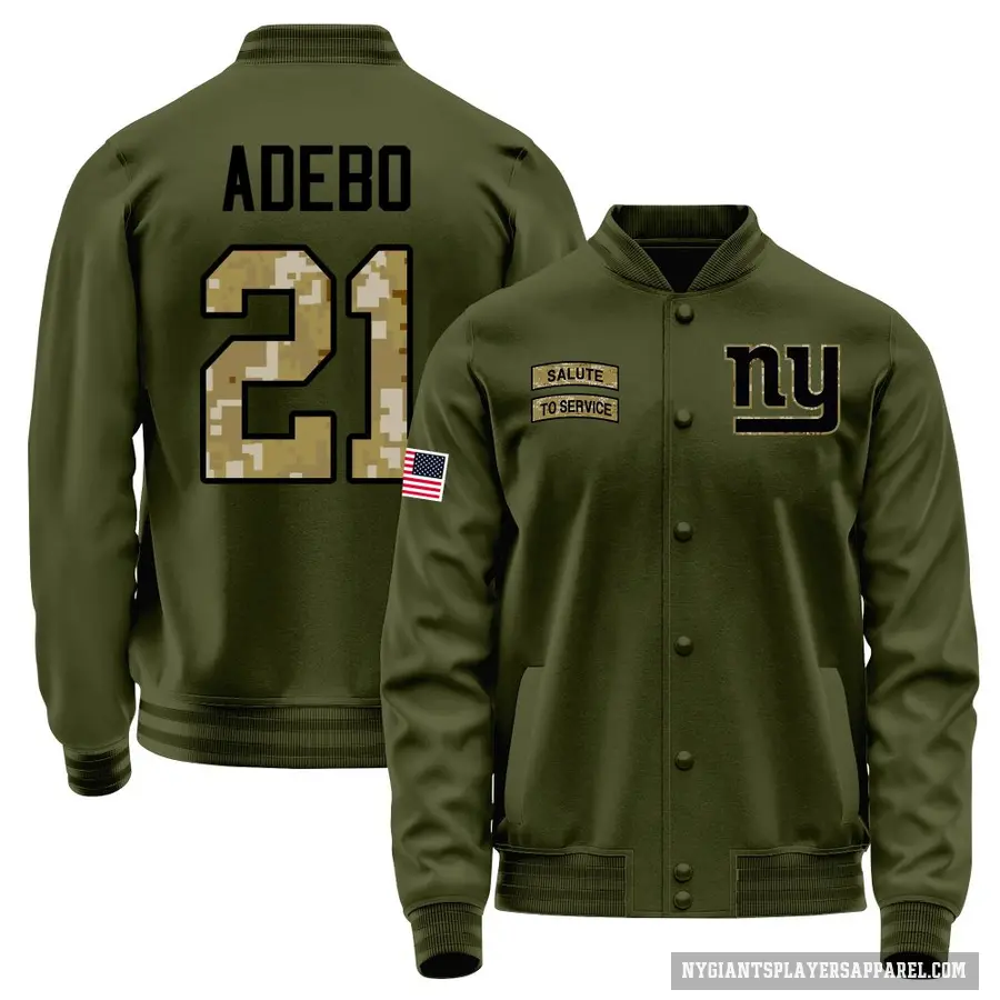 Men's ＃21 Paulson Adebo New York Giants Olive Salute to Service Sideline Performance Jacket