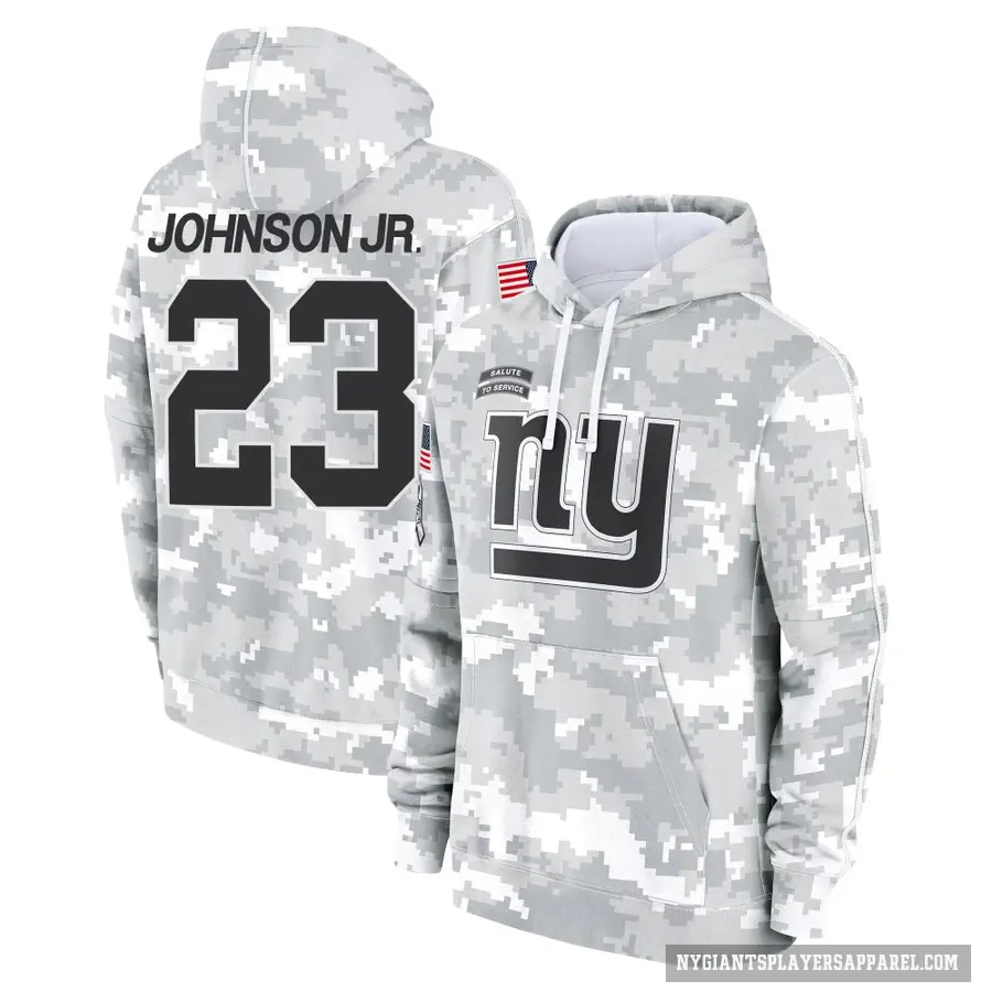 Men's ＃23 Anthony Johnson Jr. New York Giants Arctic Camo 2024 Salute to Service Club Fleece Pullover Hoodie