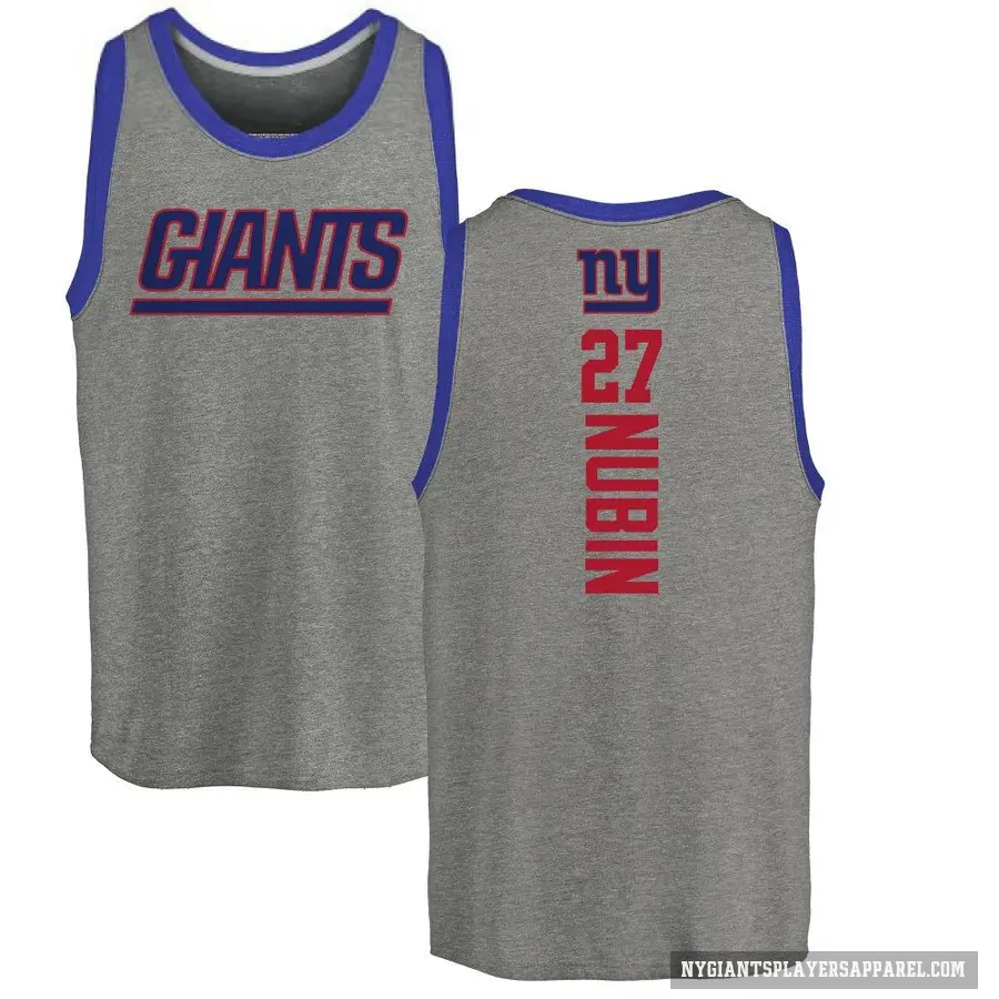 Men's ＃27 Tyler Nubin New York Giants Ash Backer Tank Top