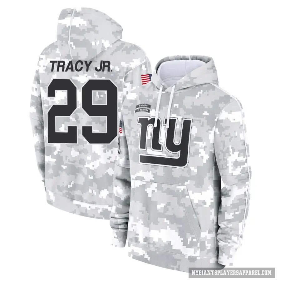 Men's ＃29 Tyrone Tracy Jr. New York Giants Arctic Camo 2024 Salute to Service Club Fleece Pullover Hoodie
