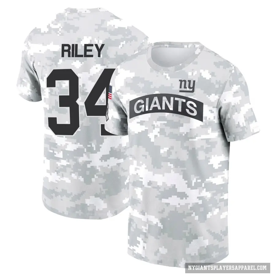 Men's ＃34 Elijah Riley New York Giants Camo Arctic 2024 Salute to Service Performance T-Shirt