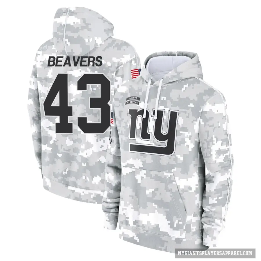 Men's ＃43 Darrian Beavers New York Giants Arctic Camo 2024 Salute to Service Club Fleece Pullover Hoodie