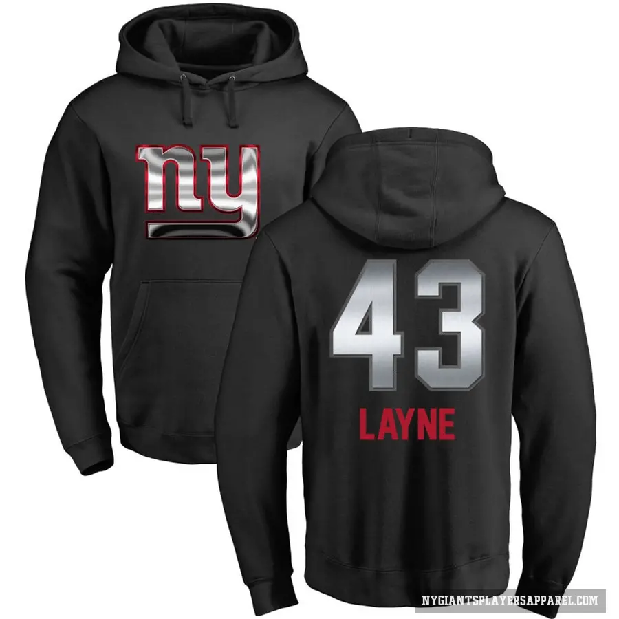 Men's ＃43 Raheem Layne New York Giants Black Midnight Mascot Pullover Hoodie