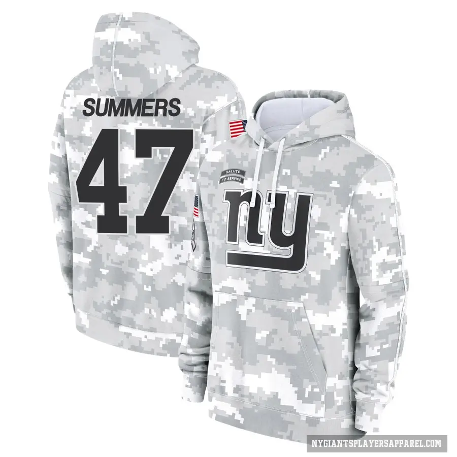 Men's ＃47 Ty Summers New York Giants Arctic Camo 2024 Salute to Service Club Fleece Pullover Hoodie