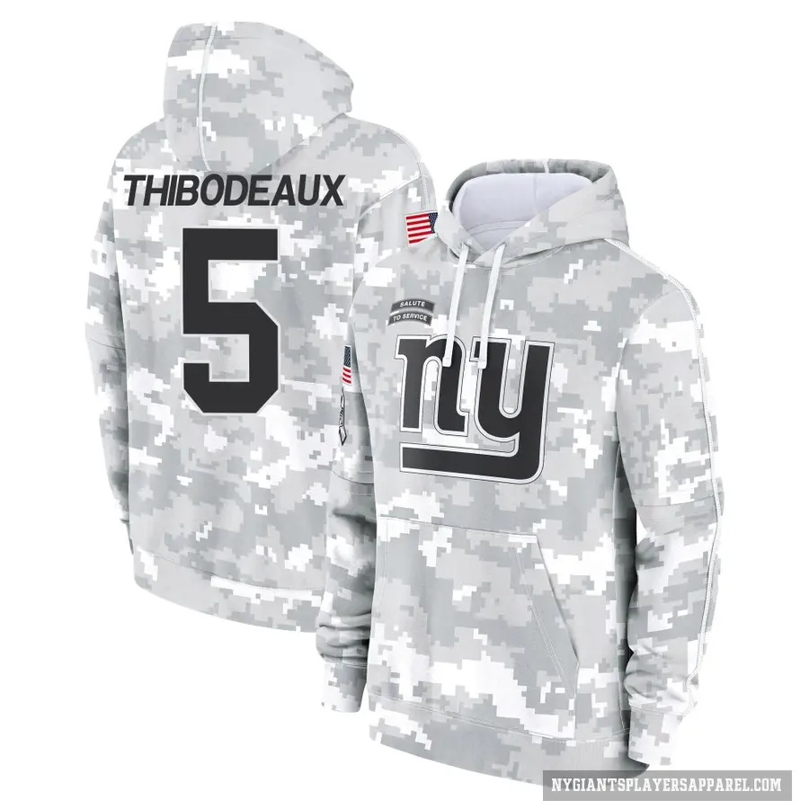 Men's ＃5 Kayvon Thibodeaux New York Giants Arctic Camo 2024 Salute to Service Club Fleece Pullover Hoodie