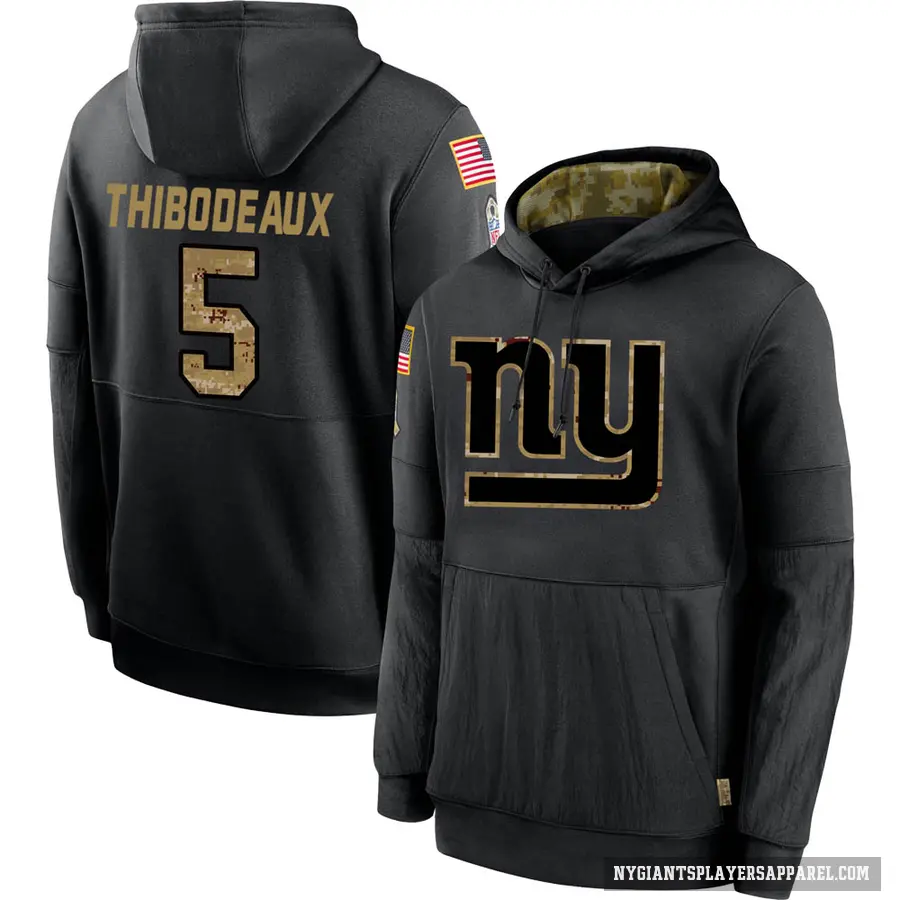 Men's ＃5 Kayvon Thibodeaux New York Giants Black 2020 Salute to Service Sideline Performance Pullover Hoodie