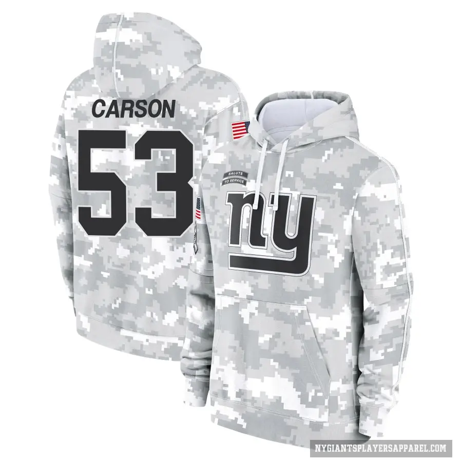 Men's ＃53 Harry Carson New York Giants Arctic Camo 2024 Salute to Service Club Fleece Pullover Hoodie