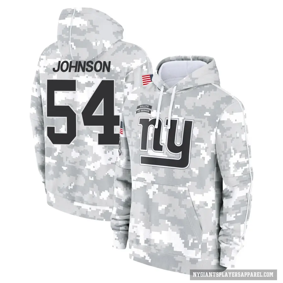 Men's ＃54 Dyontae Johnson New York Giants Arctic Camo 2024 Salute to Service Club Fleece Pullover Hoodie