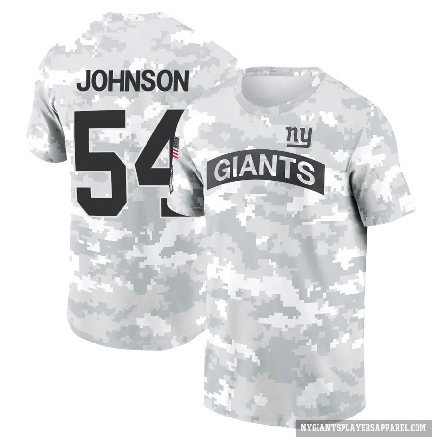 Men's ＃54 Dyontae Johnson New York Giants Camo Arctic 2024 Salute to Service Performance T-Shirt