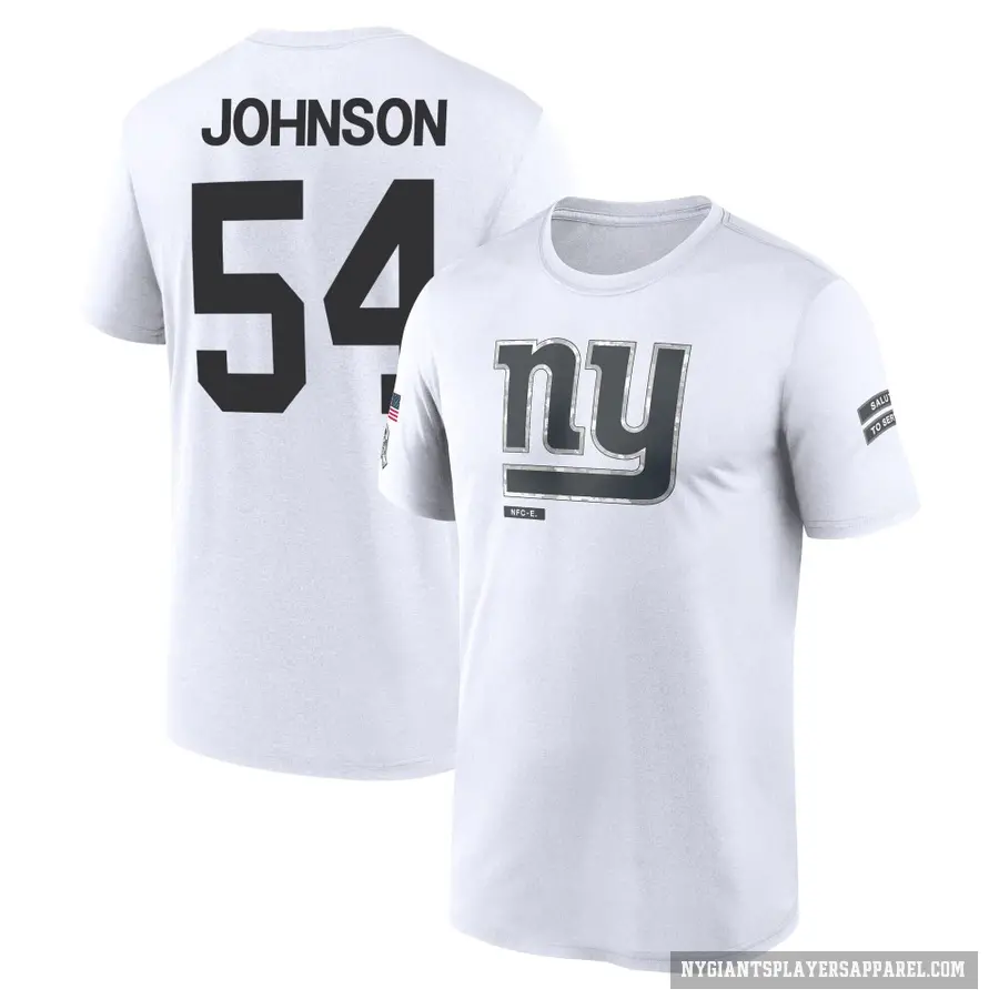 Men's ＃54 Dyontae Johnson New York Giants White 2024 Salute to Service Performance T-Shirt