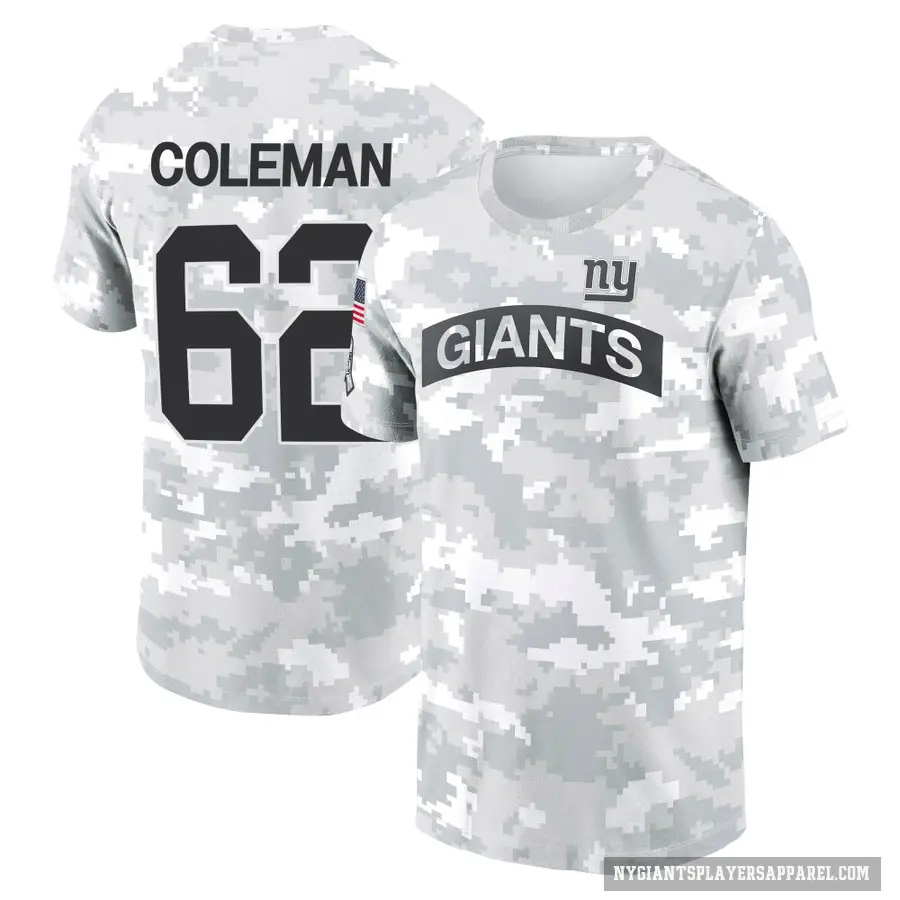 Men's ＃62 Davon Coleman New York Giants Camo Arctic 2024 Salute to Service Performance T-Shirt