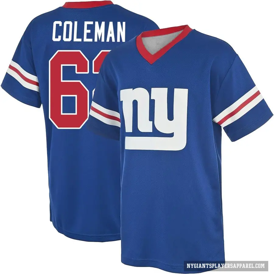 Men's ＃62 Davon Coleman New York Giants Royal Game Day V-Neck T-Shirt
