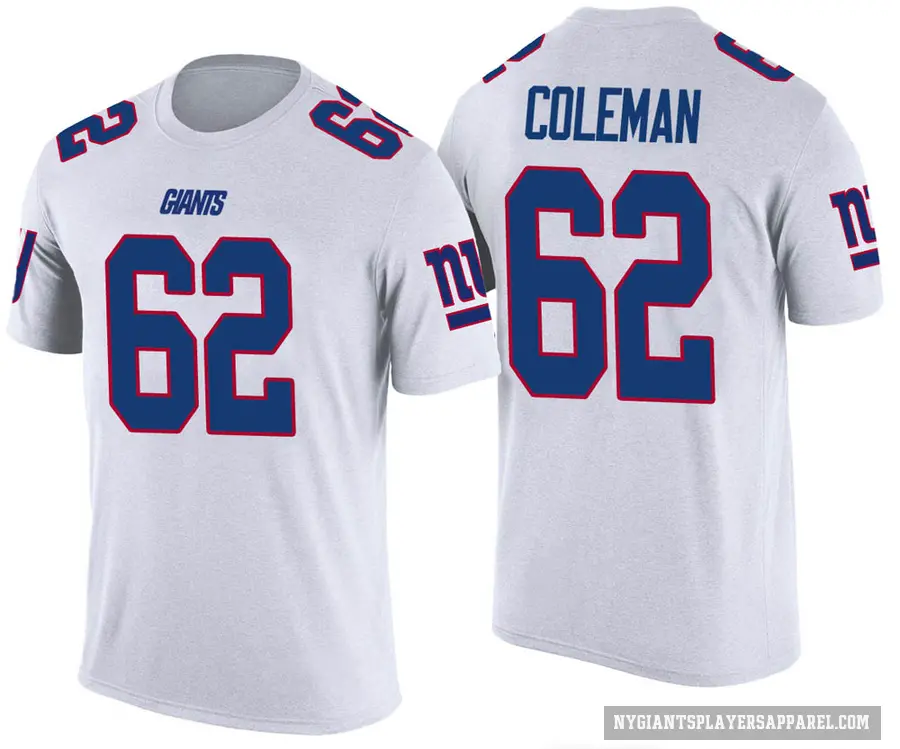 Men's ＃62 Davon Coleman New York Giants White Color Rush T-Shirt