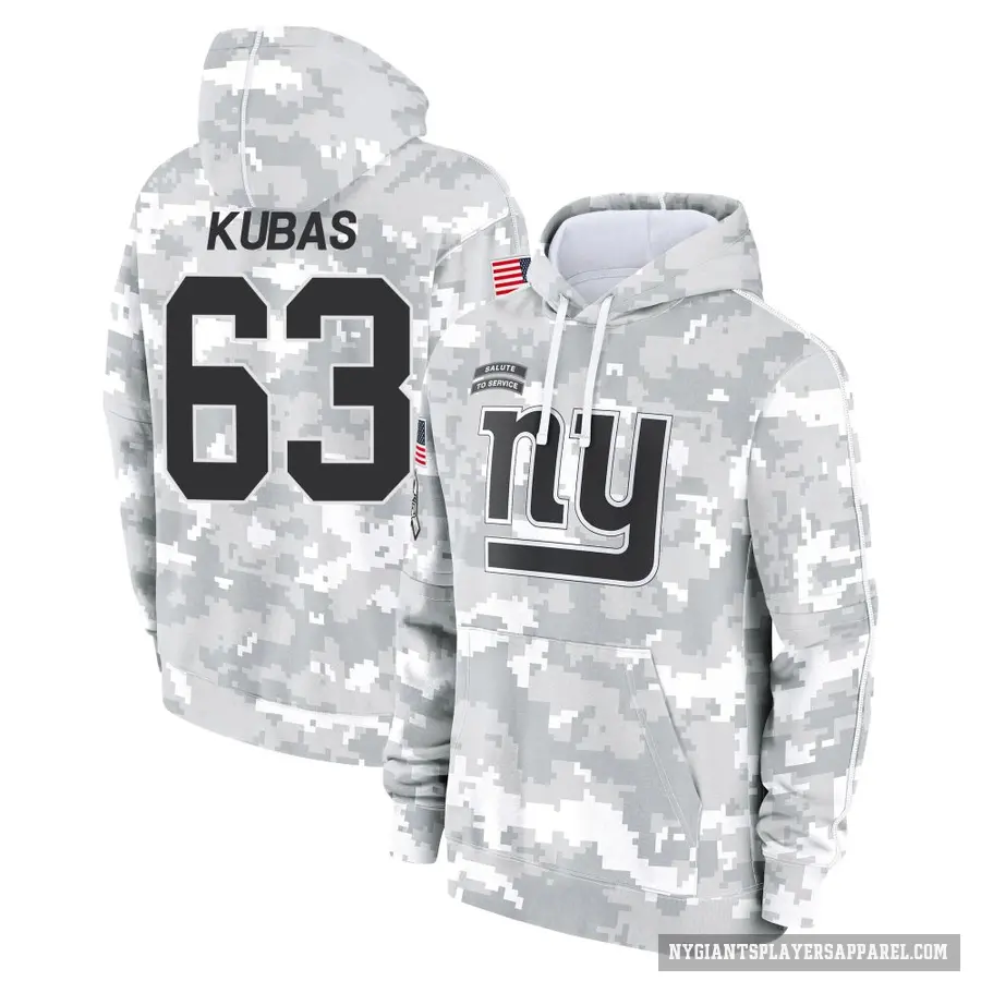 Men's ＃63 Jake Kubas New York Giants Arctic Camo 2024 Salute to Service Club Fleece Pullover Hoodie
