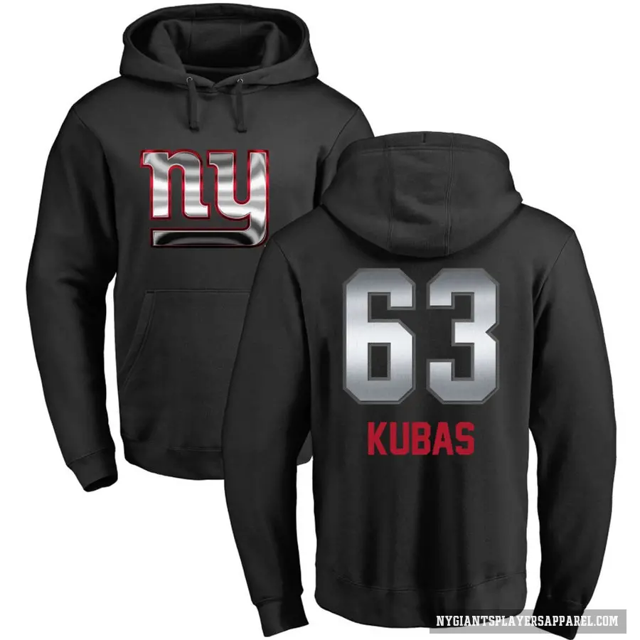Men's ＃63 Jake Kubas New York Giants Black Midnight Mascot Pullover Hoodie