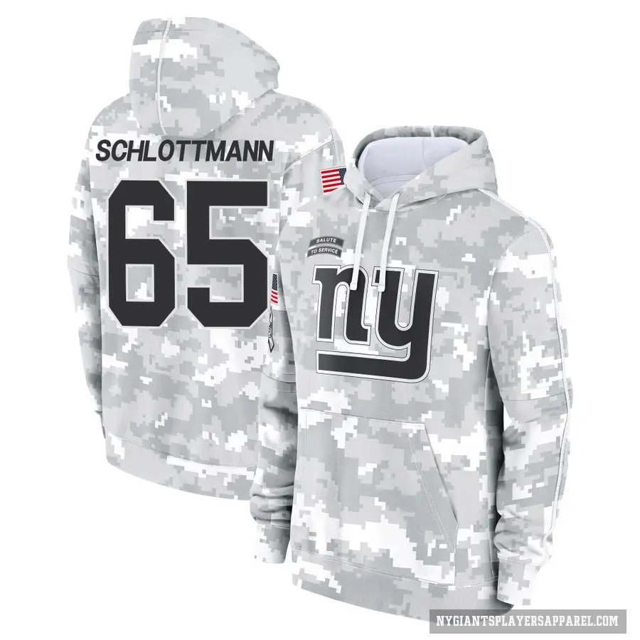 Men's ＃65 Austin Schlottmann New York Giants Arctic Camo 2024 Salute to Service Club Fleece Pullover Hoodie