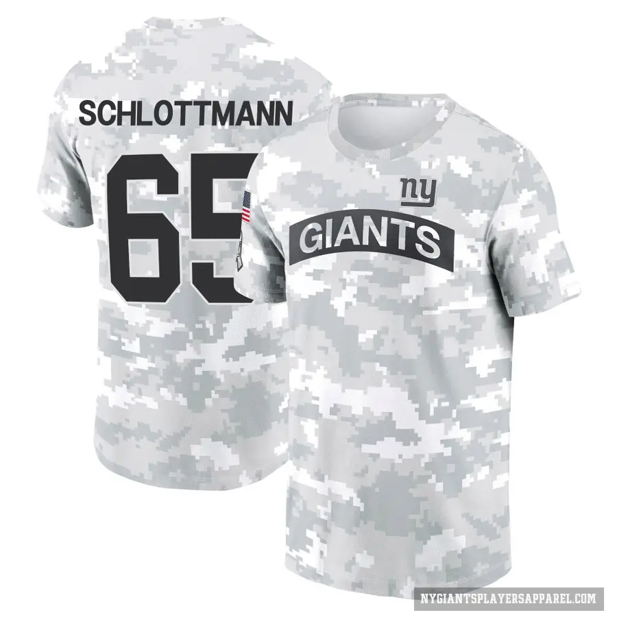 Men's ＃65 Austin Schlottmann New York Giants Camo Arctic 2024 Salute to Service Performance T-Shirt