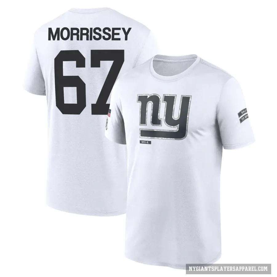 Men's ＃67 Jimmy Morrissey New York Giants White 2024 Salute to Service Performance T-Shirt