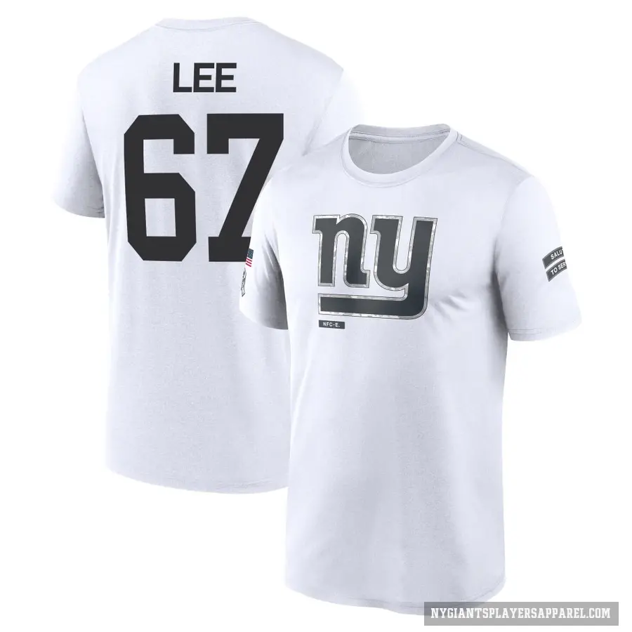 Men's ＃67 Ricky Lee New York Giants White 2024 Salute to Service Performance T-Shirt