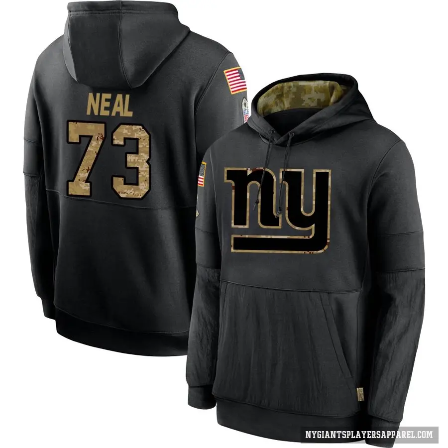 Men's ＃73 Evan Neal New York Giants Black 2020 Salute to Service Sideline Performance Pullover Hoodie