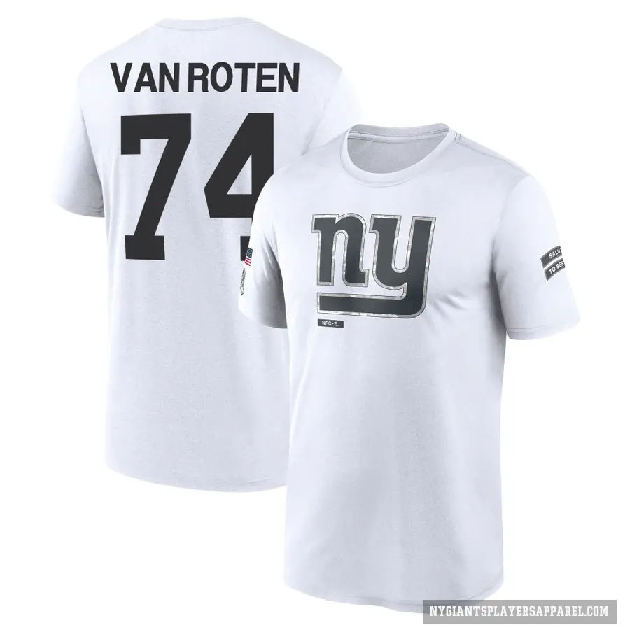 Men's ＃74 Greg Van Roten New York Giants White 2024 Salute to Service Performance T-Shirt