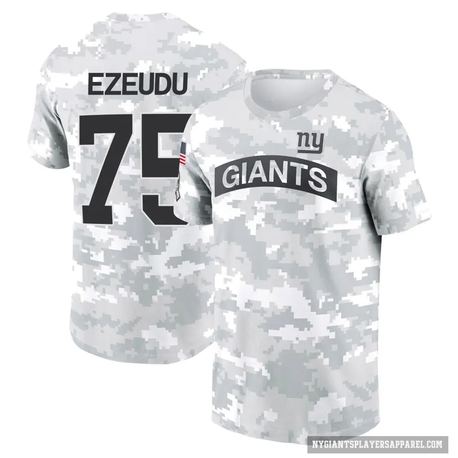 Men's ＃75 Joshua Ezeudu New York Giants Camo Arctic 2024 Salute to Service Performance T-Shirt