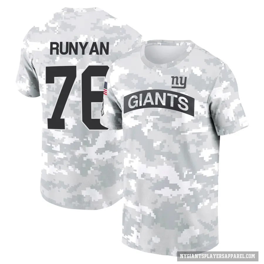 Men's ＃76 Jon Runyan New York Giants Camo Arctic 2024 Salute to Service Performance T-Shirt