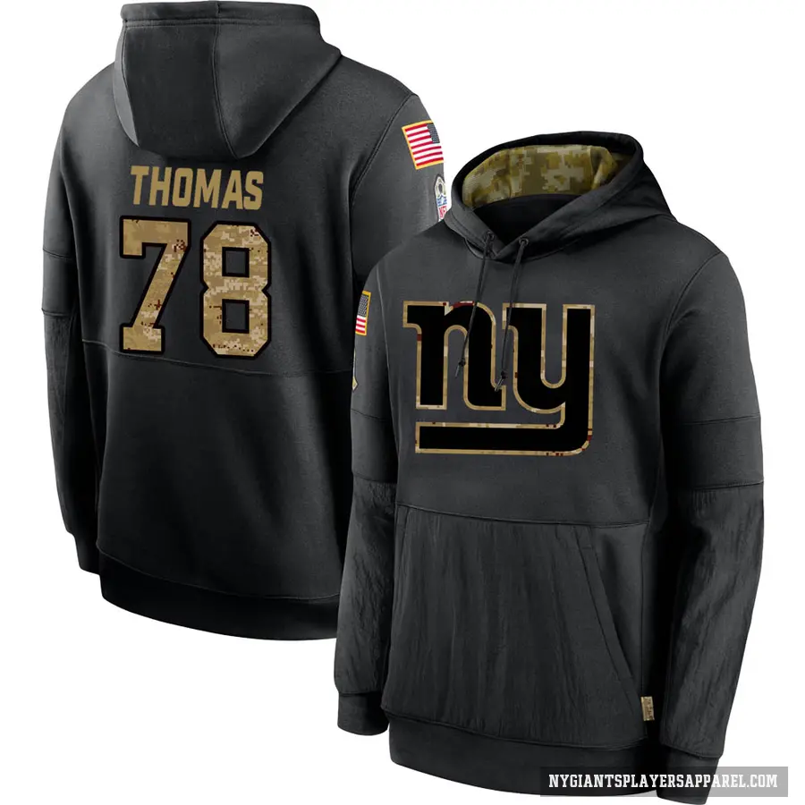 Men's ＃78 Andrew Thomas New York Giants Black 2020 Salute to Service Sideline Performance Pullover Hoodie