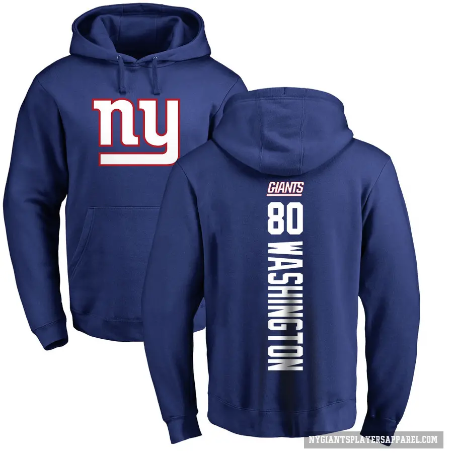 Men's ＃80 Montrell Washington New York Giants Royal Pro Line Backer Pullover Hoodie
