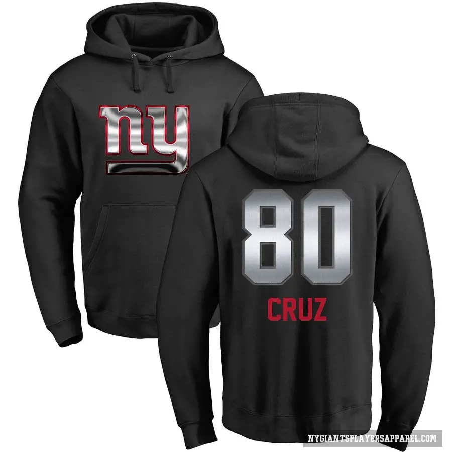 Men's ＃80 Victor Cruz New York Giants Black Midnight Mascot Pullover Hoodie