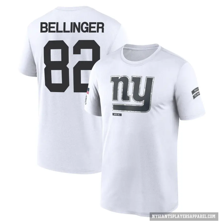 Men's ＃82 Daniel Bellinger New York Giants White 2024 Salute to Service Performance T-Shirt