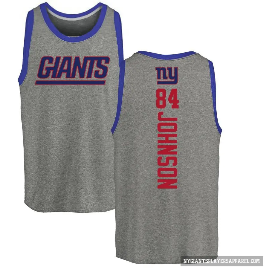 Men's ＃84 Theo Johnson New York Giants Ash Backer Tank Top