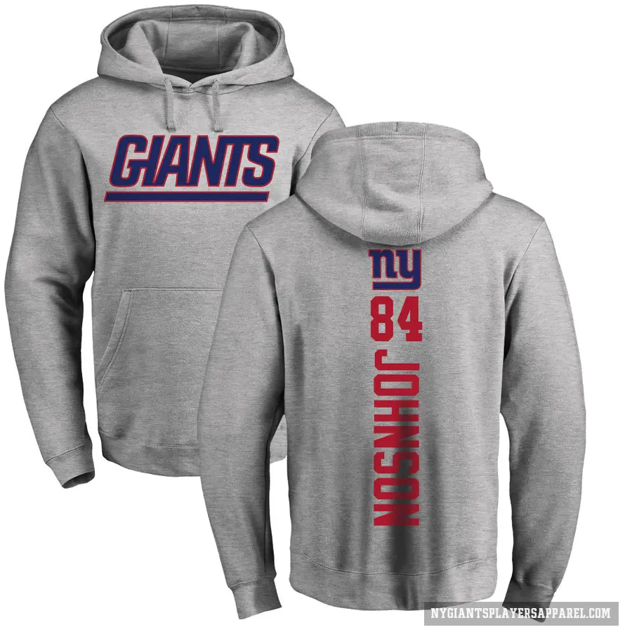 Men's ＃84 Theo Johnson New York Giants Pro Line Ash Backer Pullover Hoodie