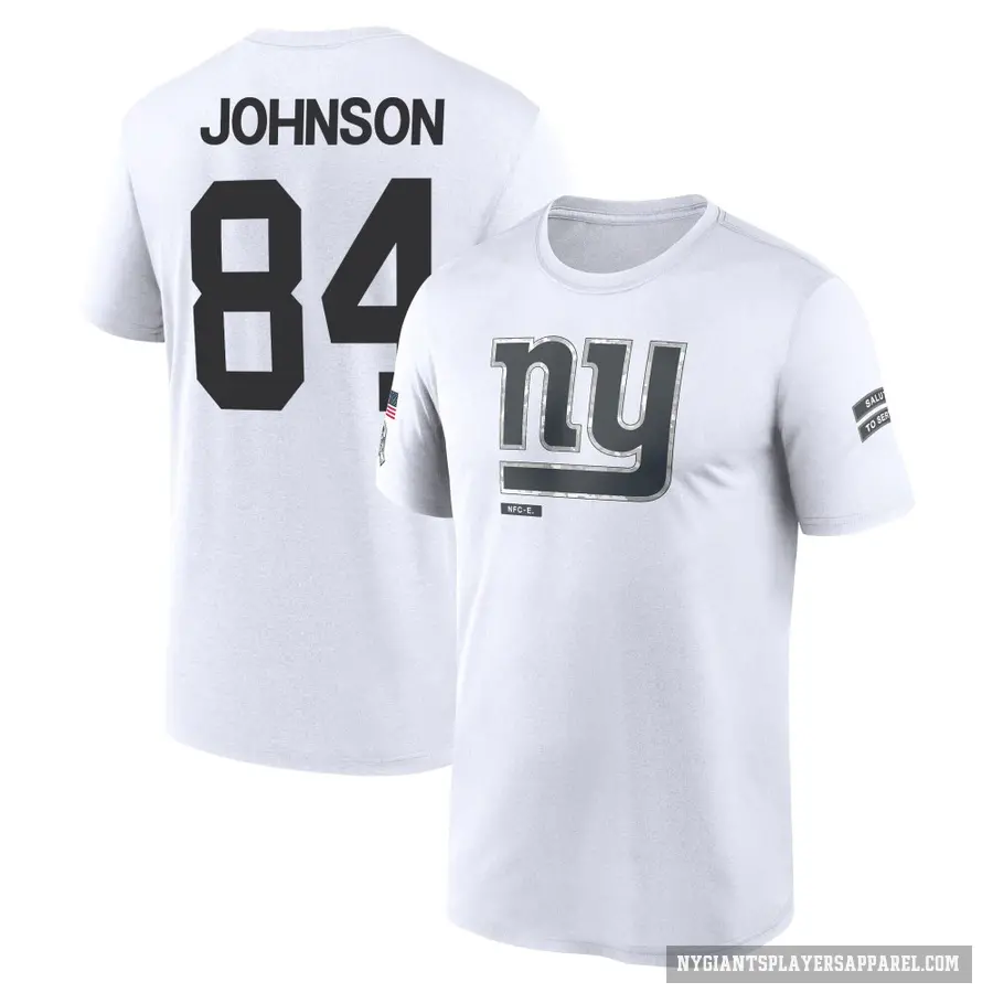 Men's ＃84 Theo Johnson New York Giants White 2024 Salute to Service Performance T-Shirt