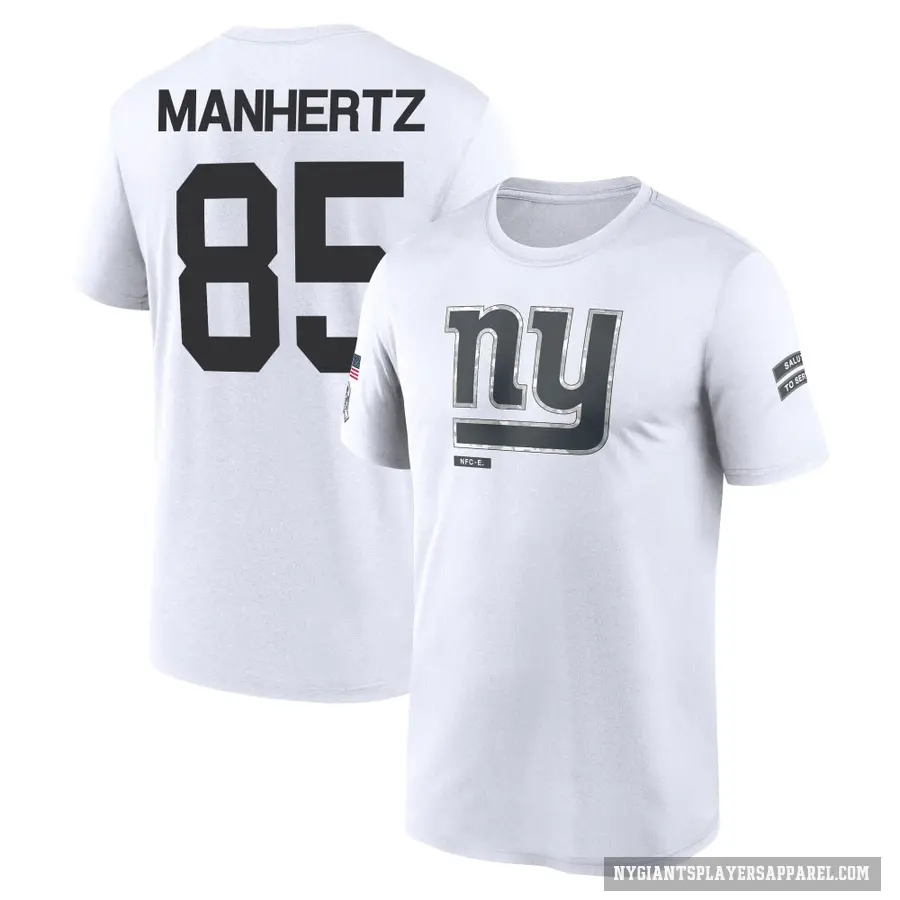 Men's ＃85 Chris Manhertz New York Giants White 2024 Salute to Service Performance T-Shirt