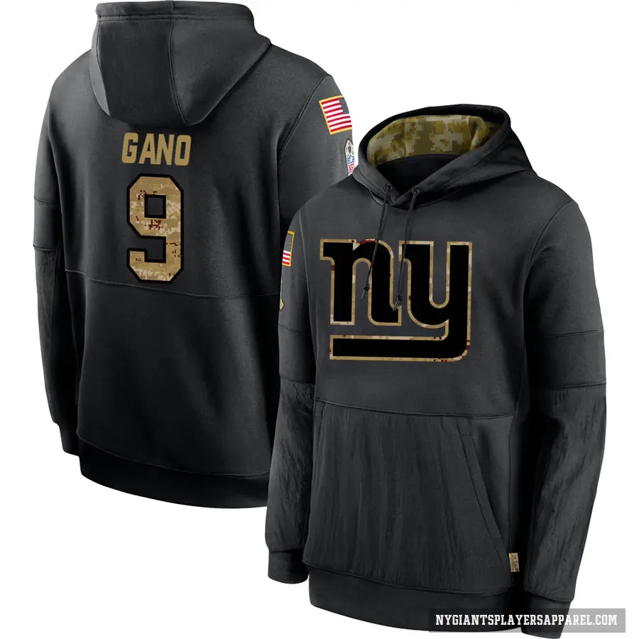 Men's ＃9 Graham Gano New York Giants Black 2020 Salute to Service Sideline Performance Pullover Hoodie